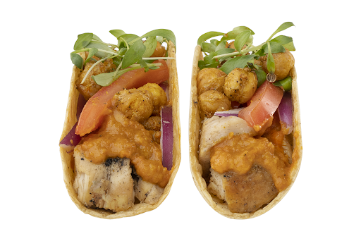 Tikka tacos from Balance Pan-Asian Grille, a fusion of Indian and Mexican flavors with grilled chicken and spices.